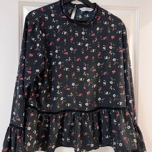 Zara Floral Black Women's Dressy Top